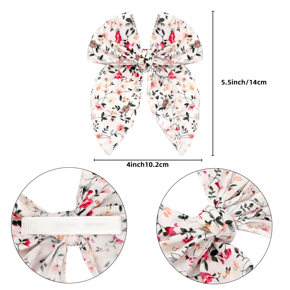 Elegant Chiffon Big Bow Spring Hair Clip Fashion Print Floral Hair Barrette For Women Girls Sweet Hairclip Hair Grip Accessories