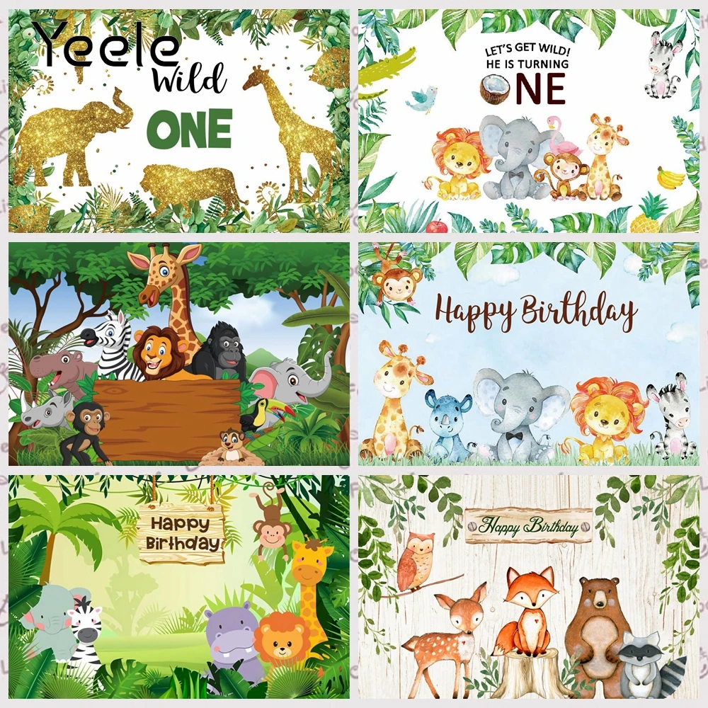 Фоны для фотосъемки новорожденных Yeele Jungle Safari Wild One 1 й день рождения|Фон