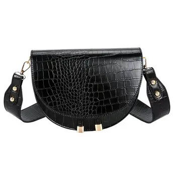 

2020 Fashion Women Crossbody Bag Crocodile Semicircle Saddle Bags Soft Leather Shoulder Bags For Women Daily Shopping Handbags