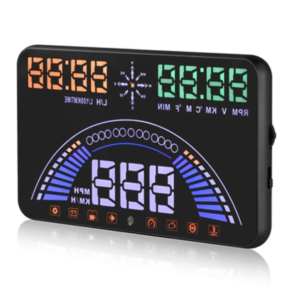 OBD+ gps двух-режим головой вверх Дисплей большой выбор цветов-Функция 5,8 дюймов безопасности Plug& Play HUD с Скорость ometer и Скорость Предупреждение