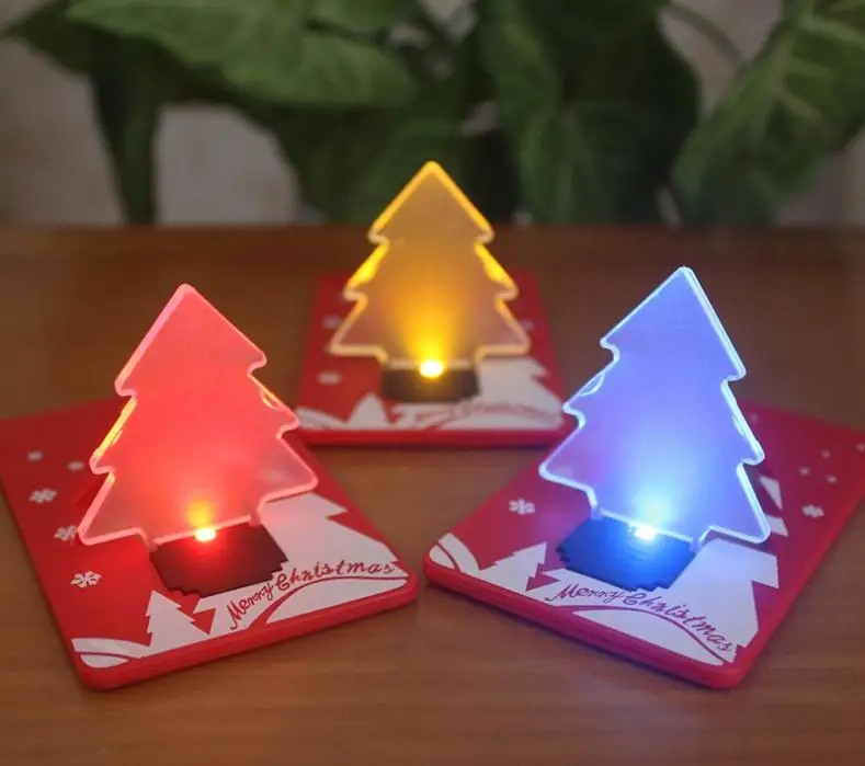 Pocket LED Card Light Christmas Tree Shape LED Light Decoration Pocket Folding 