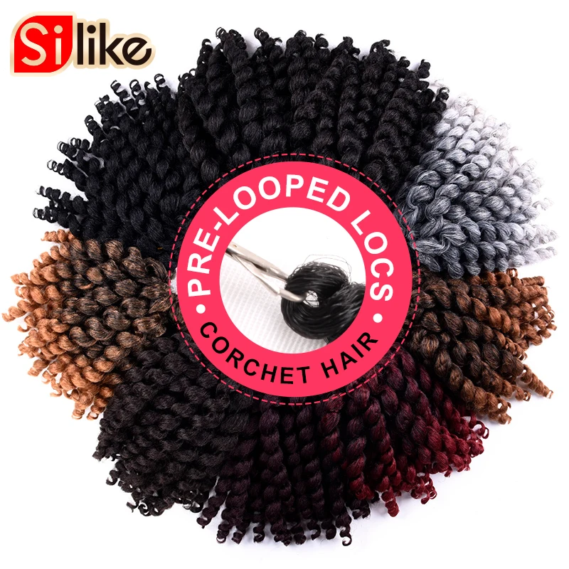 Silike Jamaican Bounce Curl вязаные крючком волосы 8 дюймов Jumpy Wand Grey 22 корни африканский