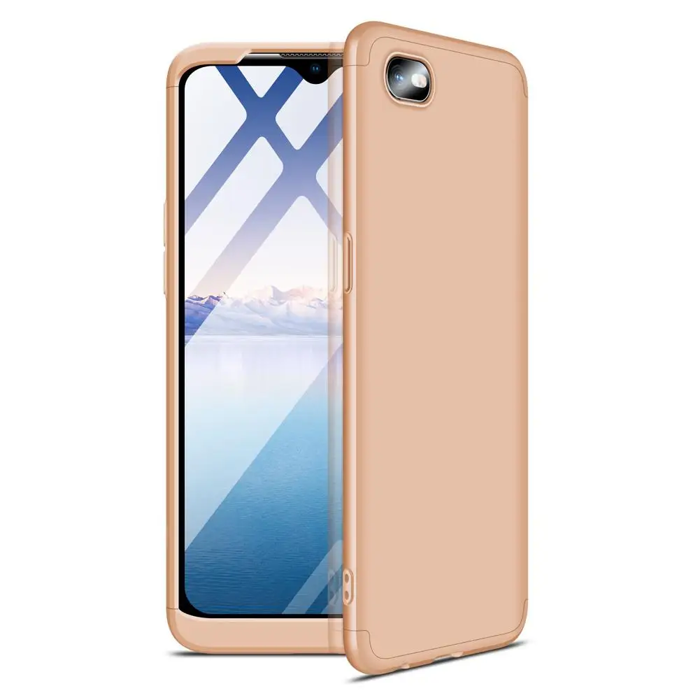 Для OPPO Realme C2 ультра тонкий ПК задняя крышка нескользящий противоударный 360 градусов полный защитный чехол - Цвет: gold