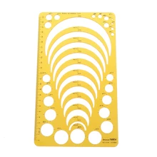 Règle de gabarit en résine jaune, pochoir outil de mesure pour dessiner plusieurs tailles de cercle rond fournitures scolaires et de bureau 1 pièce
