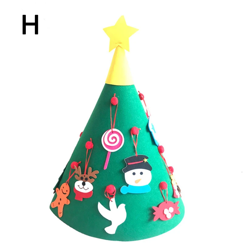 Educational Toys 3D Puzzle Christmas Tree 3D DIY Felt Artificial Tree Toys Wall Hanging Ornaments New Year Gift Puzzles For Kids - Цвет: WJ4052H
