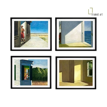 

Framed art on Edward Hopper interior and landscape aluminum picture frame quarantine artwork