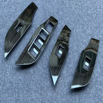 

For Toyota RAV4 RAV 4 2019 2020 ABS Carbon Fiber Door Window Glass Panel Armrest Lift Switch Button Cover Trim Car Accessories