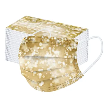

100pc Adult's Masks Christmas Snowflake Printed Party Mask Disposable Protective Face Masks Breathable Masks Protection Маски