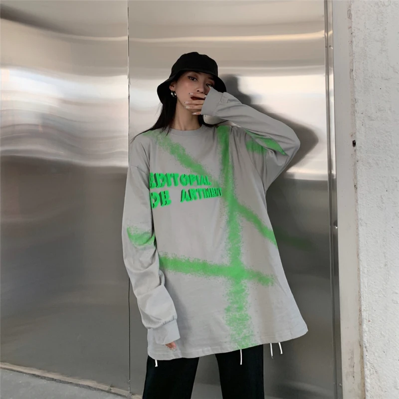 Графическая футболка в стиле панк, хип-хоп, с принтом «Tie Dye Block», свободная футболка, пуловер для женщин и мужчин, Корейская уличная Футболка Harajuku