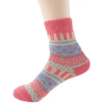

Women Candy Color Polka Dot Geometric Ethnic Woolen Long Crew Socks Thicken Warm