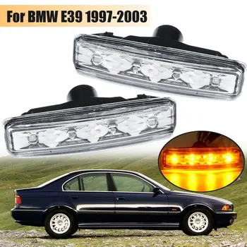 

New Pair Front Left Right Clear Turn Indicator Light Side Marker Lights LED Lamp For BMW E39 1997 1998 1999 2000 2001 2002 2003
