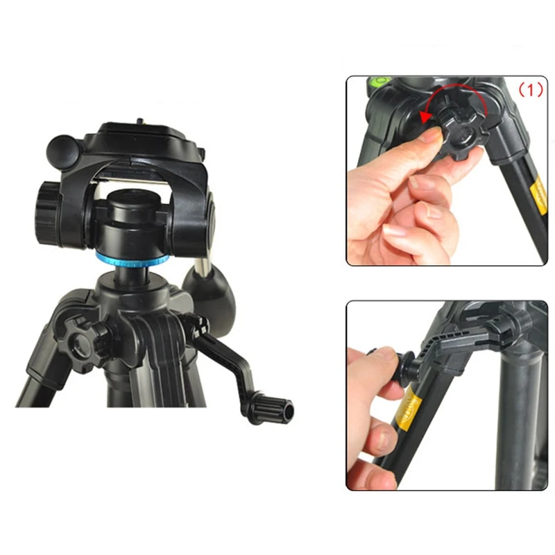 Video Camera Tripod Ball Head 3-Way Fluid Head Rocker Arm with Quick Release Plate for Dslr Camera Tripod Monopod