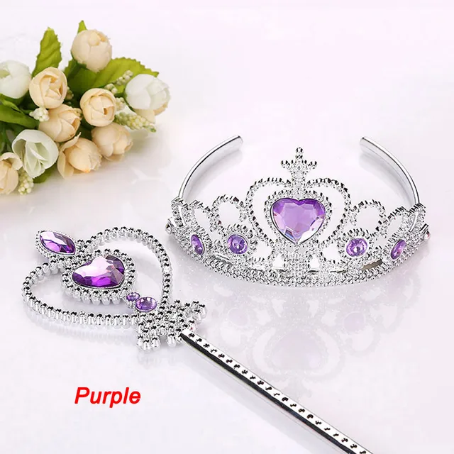 2 Piece/Set Princess Tiara Accessories Children Jewelry Tiara +  Magic Wands Girl Christmas Party Gift Festival Girls Headwear 4