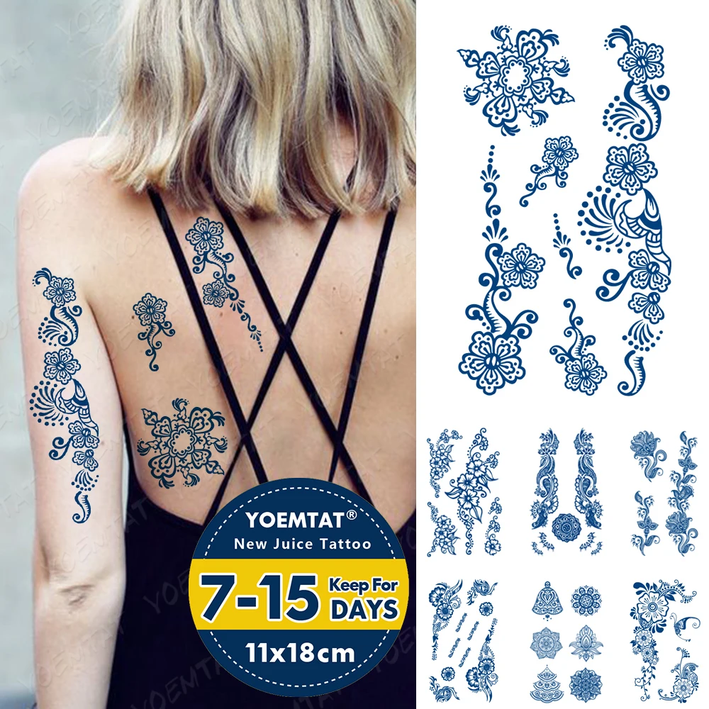 

Водостойкая Временная тату-наклейка Mehndi Henna, тату для рук, ручная роспись, тату для женщин