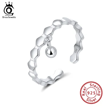 

ORSA JEWELS Pure 925 Silver Adjustable Rings Small Ball Adorn Stacking Geometric Shape Stacking Women Finger Rings Jewelry SR144
