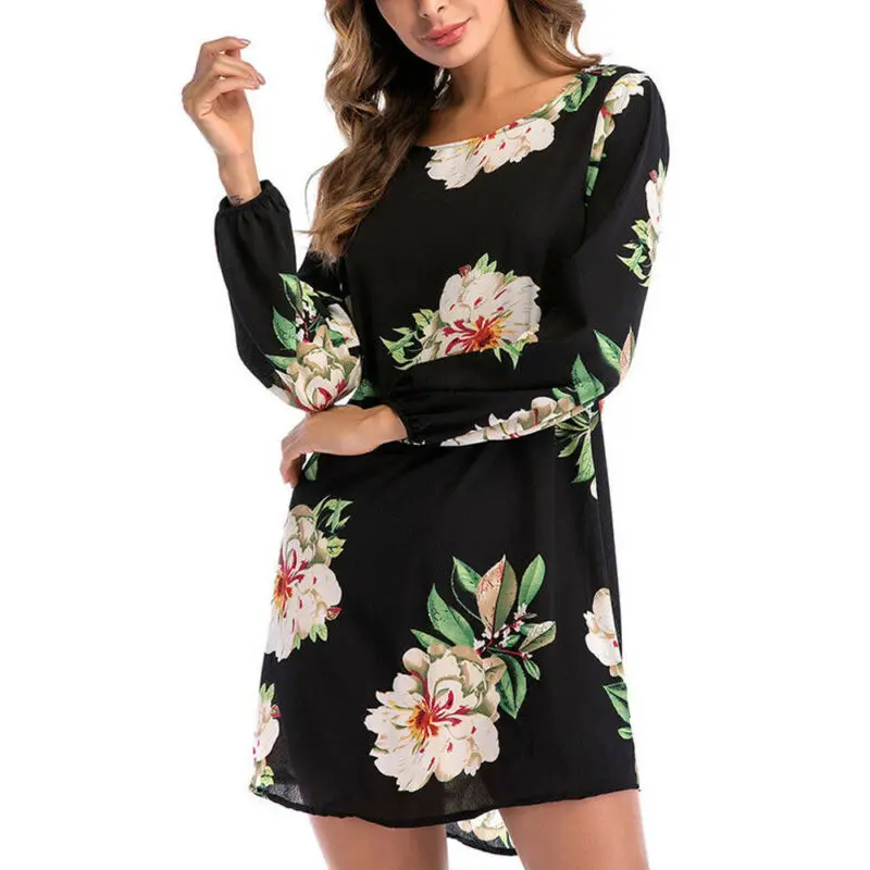 Женские стильные модные праздничные платья с длинным рукавом Boho Цветочные