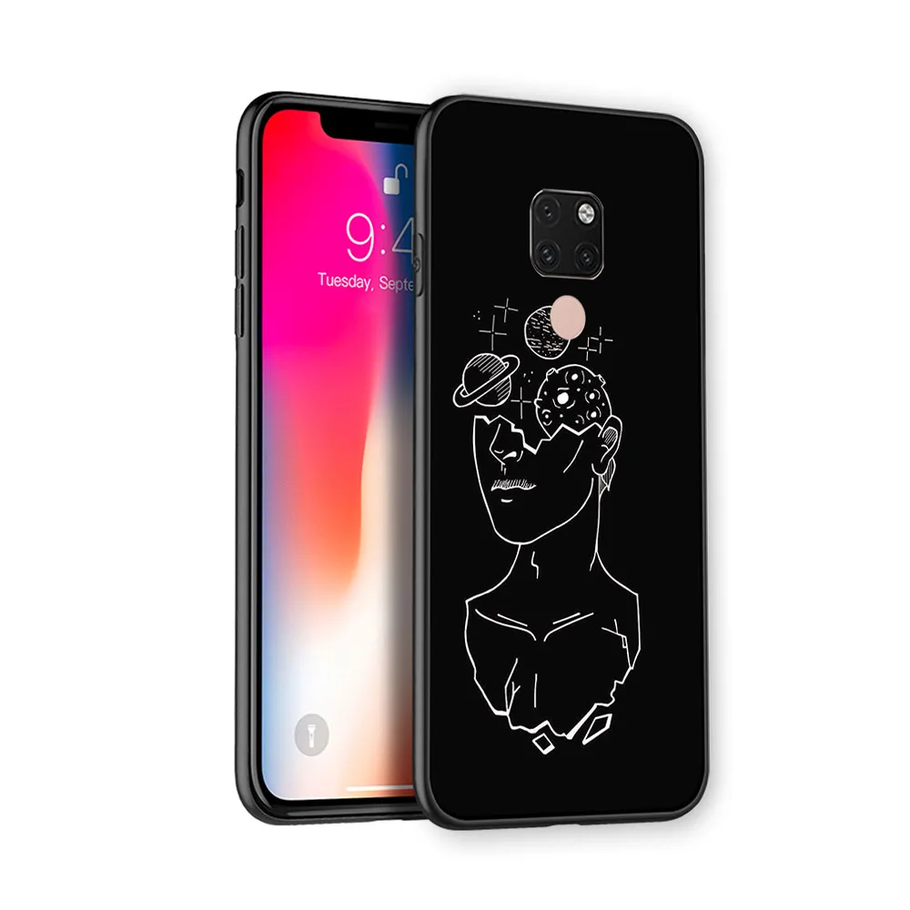 Чехлы для телефонов Line art Lovers Kiss Heart для huawei MATE 10 20 30 Lite huawei P30 P20 Pro P9 P10 Plus, задняя крышка Fundas