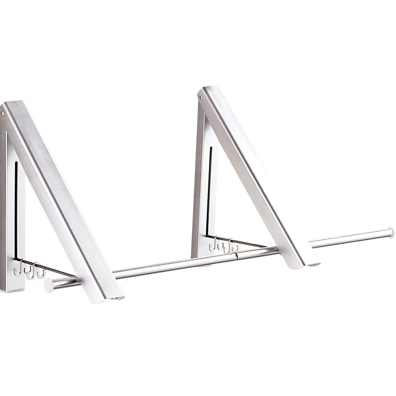 

Wall Mounted Solid Aluminium Double Clothes Drying Hanger Foldable Laundry Rack Bathroom Balcony Clothes Hanger Anti-Rust