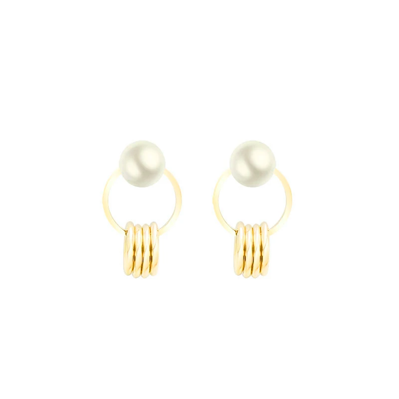 

2020 Luxury Designer Multi Circle Stud Earrings For Women Men Girls Vintage Gold Color Stainless Steel Aretes With White Pearl