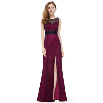 

Sexy Mermaid Muslim Long Evening Dress 2019 Burgundy Gala Gowns Party Sequin Lace Formal Dress High Split Dubai Evening Dresses