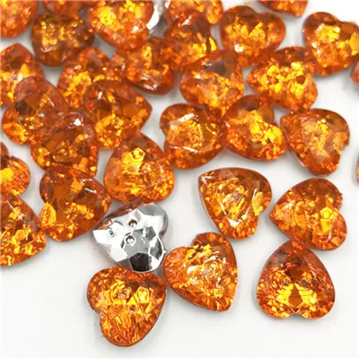 Orange 50 шт Акриловые стразы с плоской обратной стороной сердце камни и одежда с кристаллами ремесла T12 - Цвет: Orange