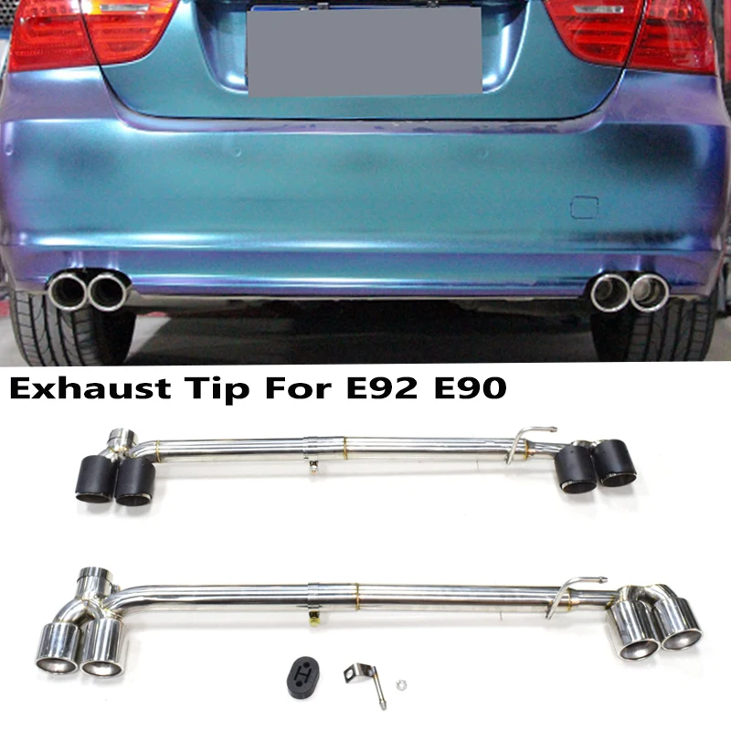 1 Set Exhaust Tip For BMW E90 E92 318i 320i 325i Stainless Steel Carbon Fiber Car Pipe 4 out Tailpipe | Автомобили и мотоциклы