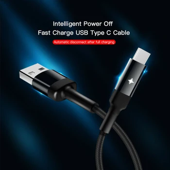 

Type-C Auto Disconnect Cable Smart Power-Off Charge 2.4A Fast for Samsung Huawei