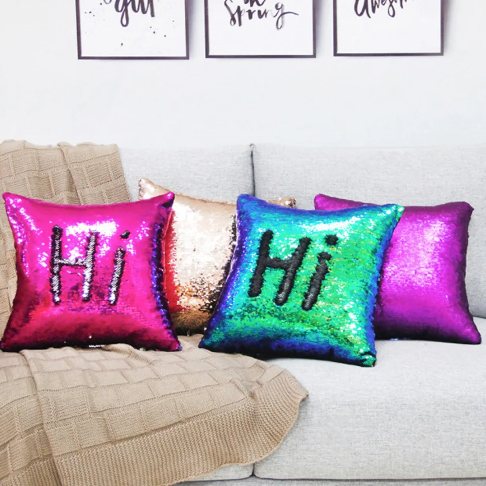 40X40cm Color Changing Reversible Pillow Case DIY Sequin Cushion Cover Magical Throw Pillowcase For Home Decor kussensloop | Дом и сад