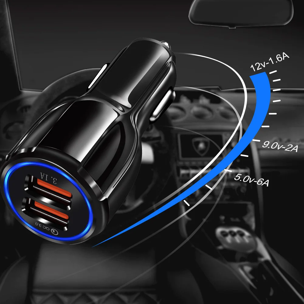 

OlAF Dual USB Car Charger Quick Charge 3.0 Mobile Phone Charger for iPhone Samsung Xiaomi Tablet Car-Charger Fast Car Charger