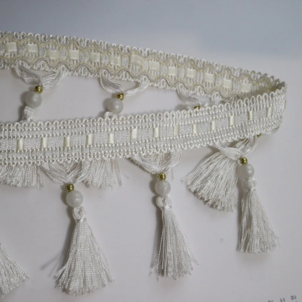 1yard beaded fringe trims for clothes curtain Handmade beading trimmings diy sewing accessories