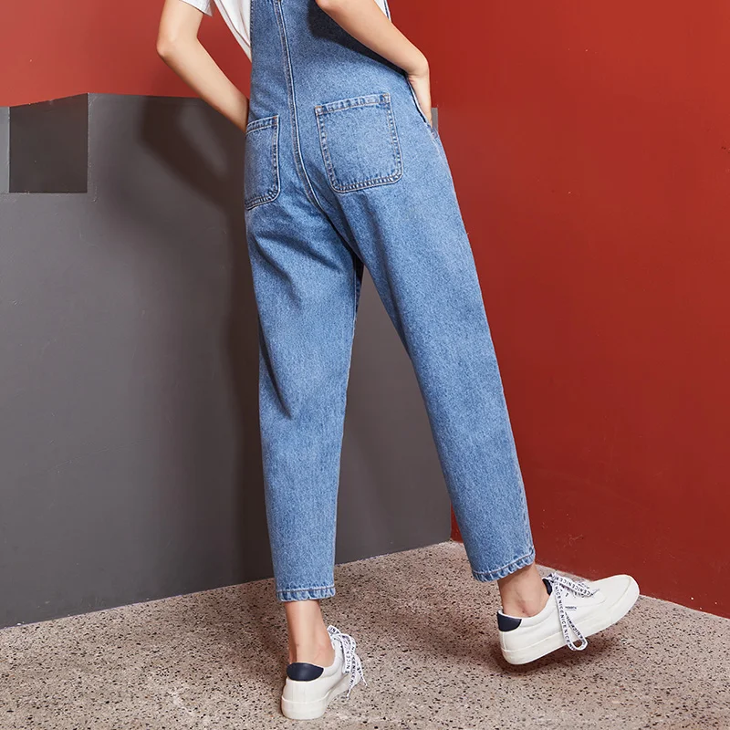 Женские стильные джинсы на лямках LEIJIJEANS, светло-голубые прямые джинсы до щиколотки, повседневная молодежная модель 9118 большого размера на осень