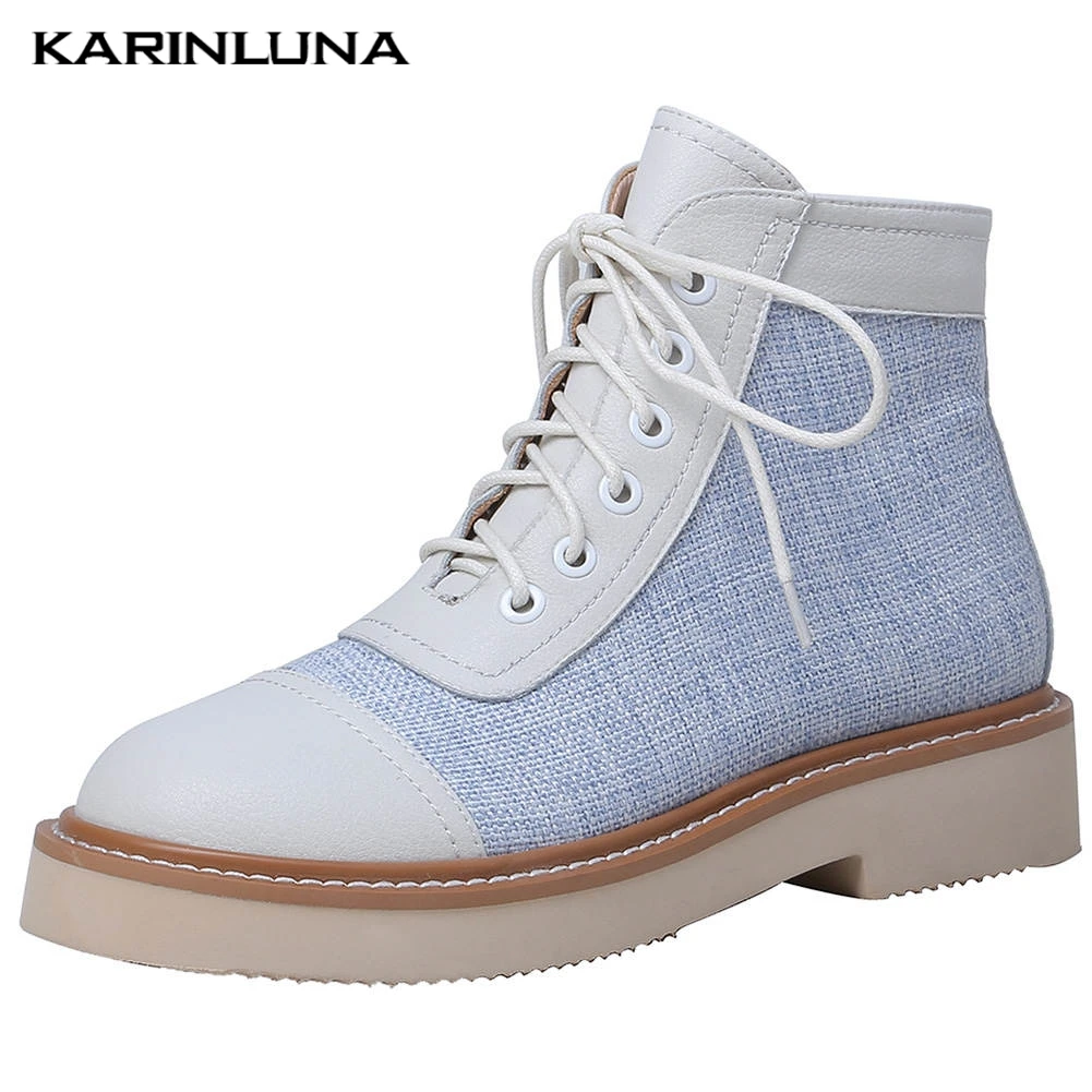 

Karinluna 2019 Leisure Genuine Leather Patchwork Brand Design Ankle Boots Woman Shoes Women Autumn Winter Short Boots Female