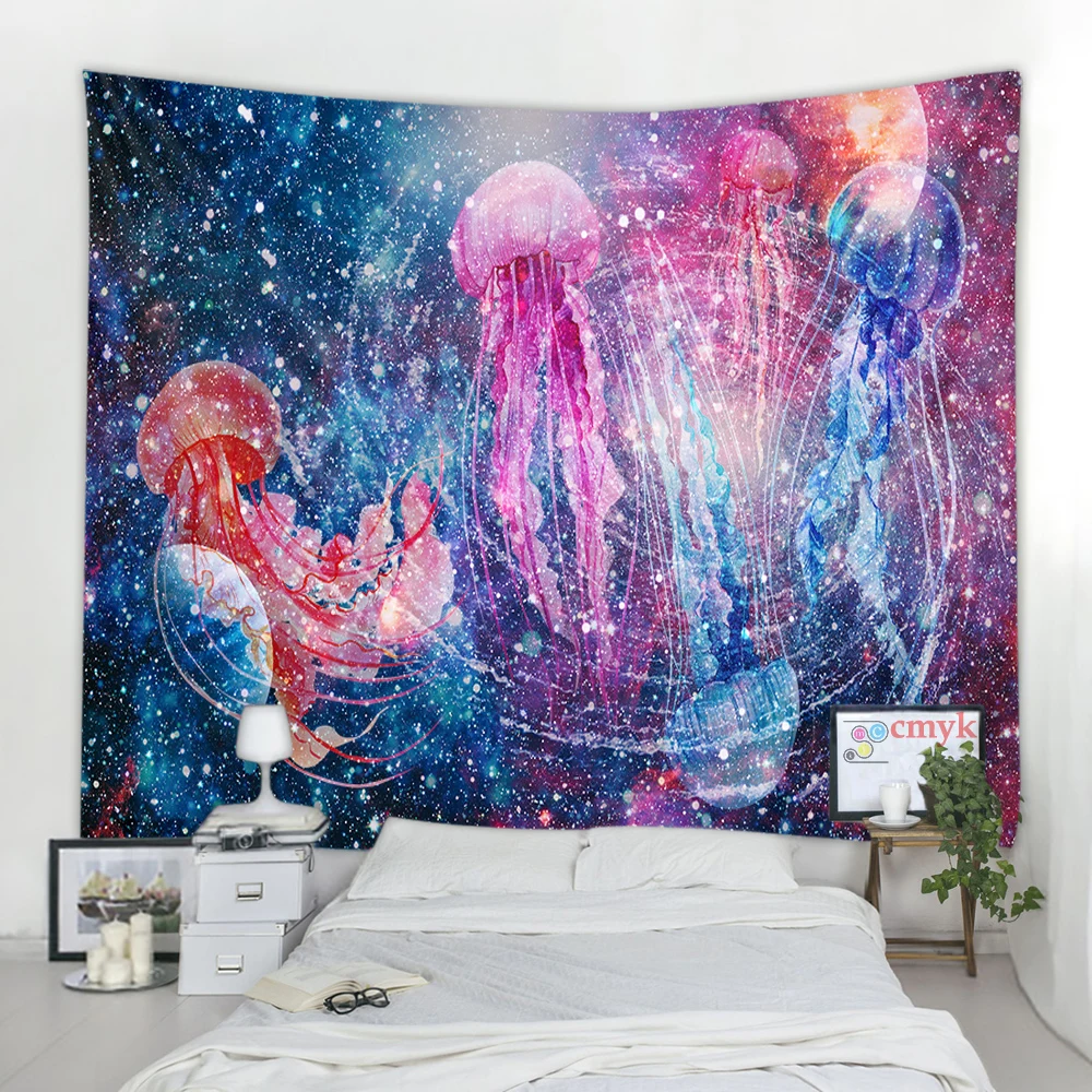 

Psychedelic Jellyfish Tapestry Indian Mandala Tapestry Wall Hanging Bohemian Gypsy Psychedelic Tapiz Witchcraft Tapestr