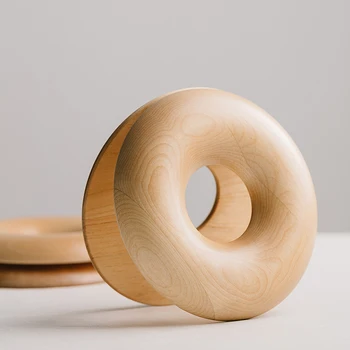 

Wooden Donuts Pot Holder Nordic Round Drink Coasters Placemat Heat Proof Table Decoration Accessories Mats Home Kitchen Decor