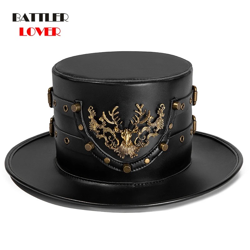 2021 Men Steampunk Retro Hats Carnival Cosplay Bowler Gear Eagle Decor Party Caps Unisex Halloween Brown Round Top Hat For Women