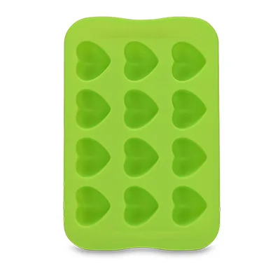 Heart Green 12-полости сердце Форма силиконовая форма льда поднос кубика, шоколадные конфеты пресс-форм, наращиваемый, прочный и подходит для мытья в посудомоечной машине, разные цвета - Цвет: Heart Green