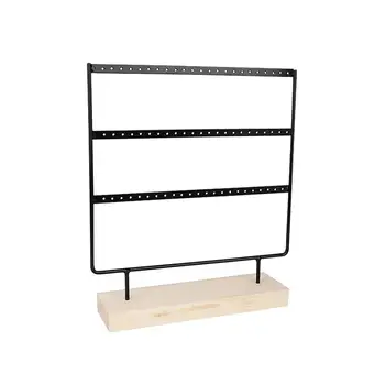 

1pcs Earrings Storage Rack Wrought Iron Earrings Holder With Wood Base Earstuds Display Rack Jewelry Organizer