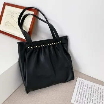 

Luxury Handbags Women Bags Designer Fashion Top Handle Handbag Ladies Soft PU Leather Rivet Shopping Tote Bags Sac A Main Femme