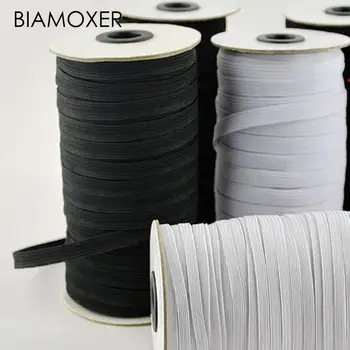 

3/16" 1/4" 3/8" Flat Elastic Trim Black/White Braided 3/5/6 mm Rubber Strap Stretch DIY Sewing