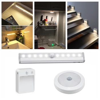 

Smart Wall Lamps Indoor Motion Sensor Night Lamp for Bedside Stairs Cabinet Closet Battery Operated Auto On/Off LED Light Home
