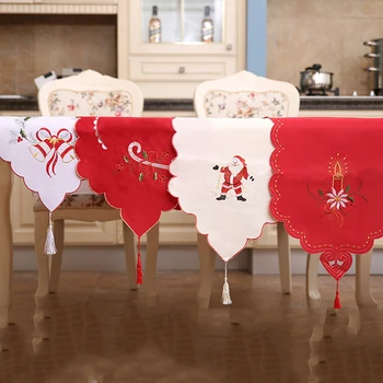 

Embroidery Table Runner Santa Claus Christmas Decorations Cloth Creative Festival Mood X-tmas Desktop Decoration Home Restaurant