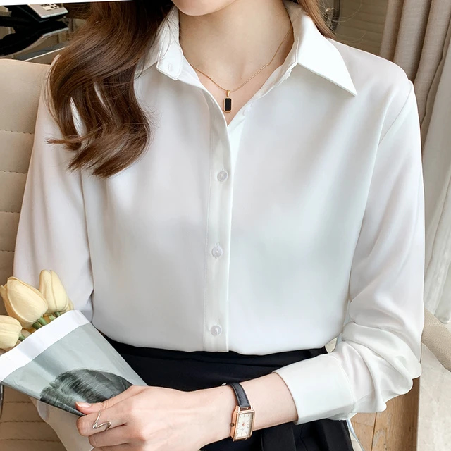 Long Sleeve Blouse Women Office Lady White Chiffon Blouse Shirt Tops Women  Blusas Mujer De Moda 2022 Shirts Blouses Femme A621 - AliExpress