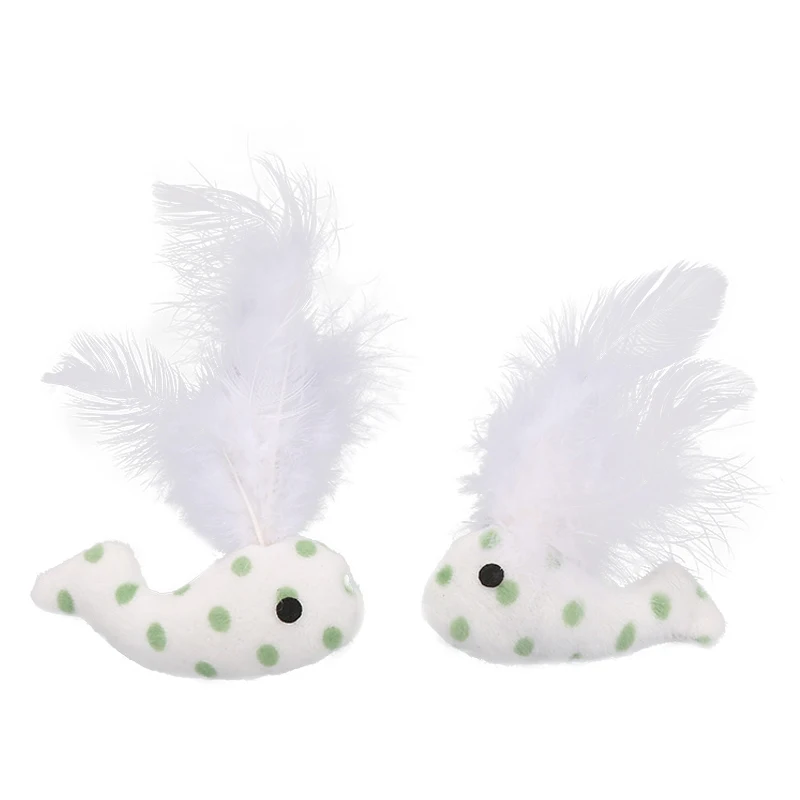 1 pc Игрушка для кошек супер мягкая синяя зеленая Кита перо плюшевое перо Животное Головоломка забавная игрушечная кошка - Цвет: 1 pc