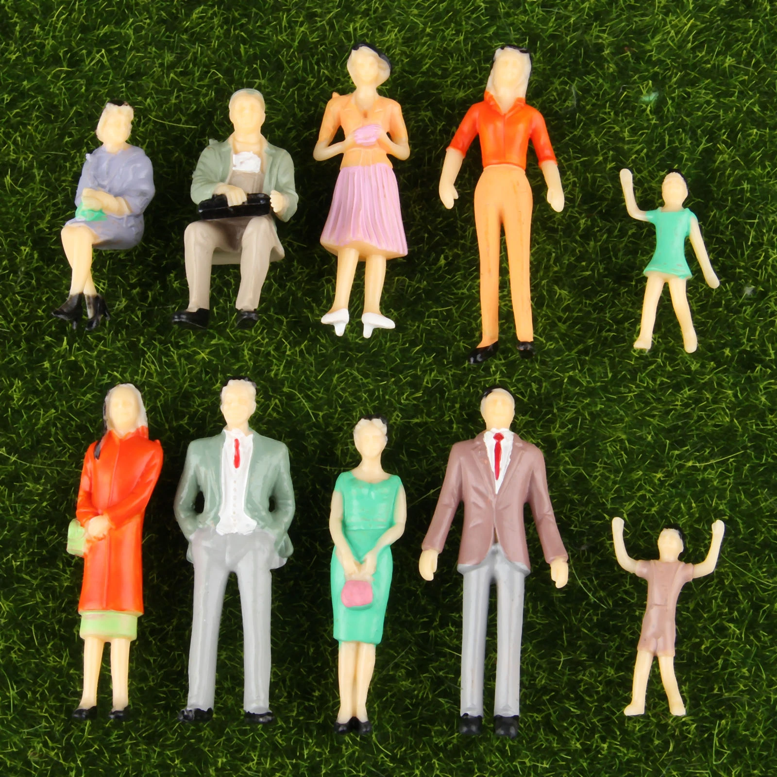 PETSTIBLE 50Pcs Geschilderd Figuren Model Treinen Layout HO Schaal 1:87 Model Peopl Passenger Model Trein Spoorweg Geschilderd Mensen Passagier Figuur