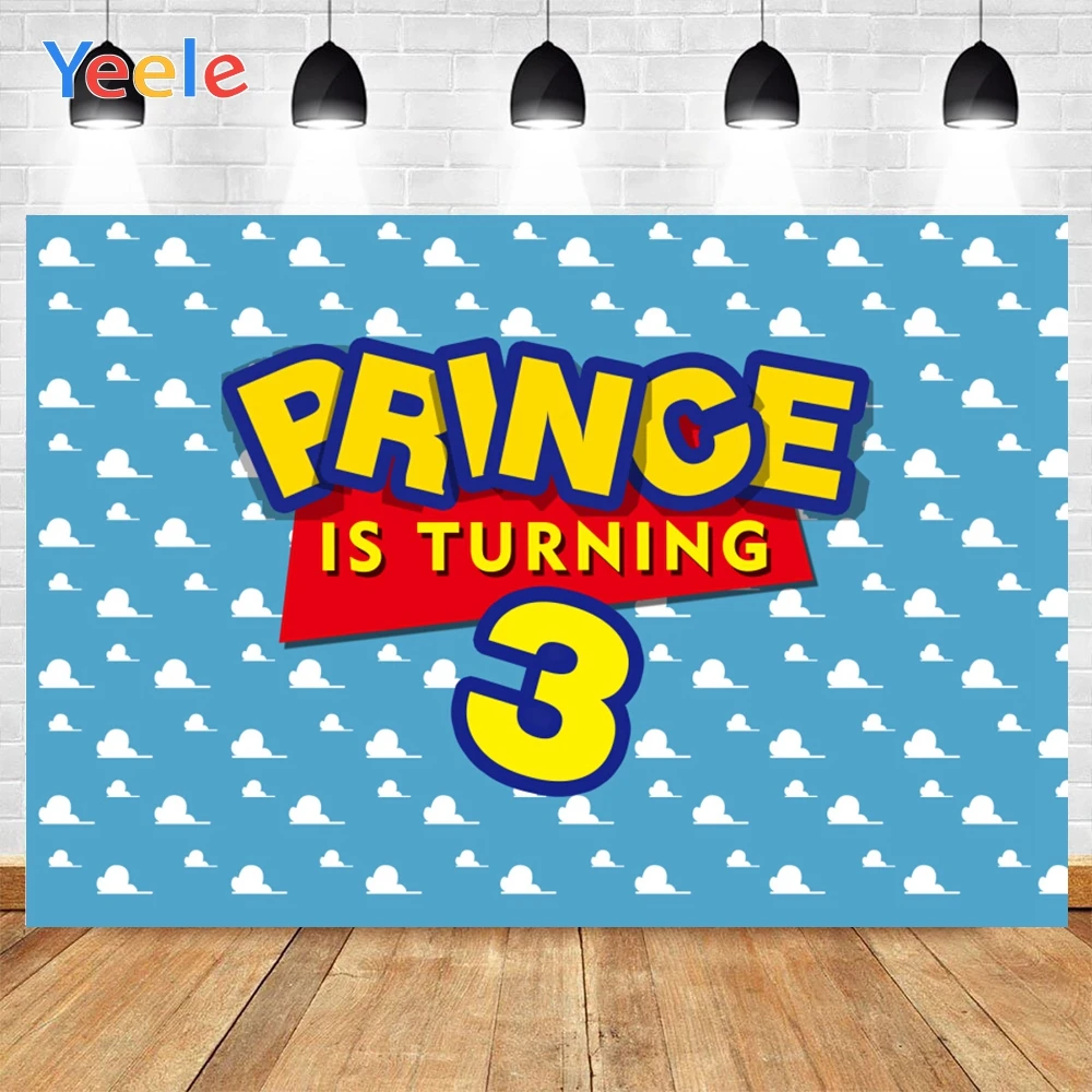 

Yeele Happy Birthday White Clouds Blue Board Backdrop Photophone Photography Baby Photo Studio for Decoration Customized Size