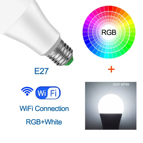 B22 умная Светодиодная лампа E27 RGBW 15 Вт WiFi лампа Bluetooth 4,0 умная лампа RGB+ белый цвет изменение затемнения AC85-265V гостиничная кухонная лампа - Испускаемый цвет: E27 RGBW WiFi