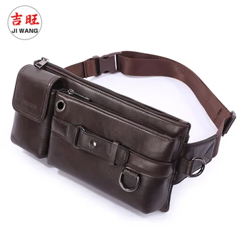 

New Bag Genuine Leather Men Waist Bags For Phone Cowhide Fanny Pack Sport Hip Bum Belt Bag Money Purses Male Sling Chest Packs
