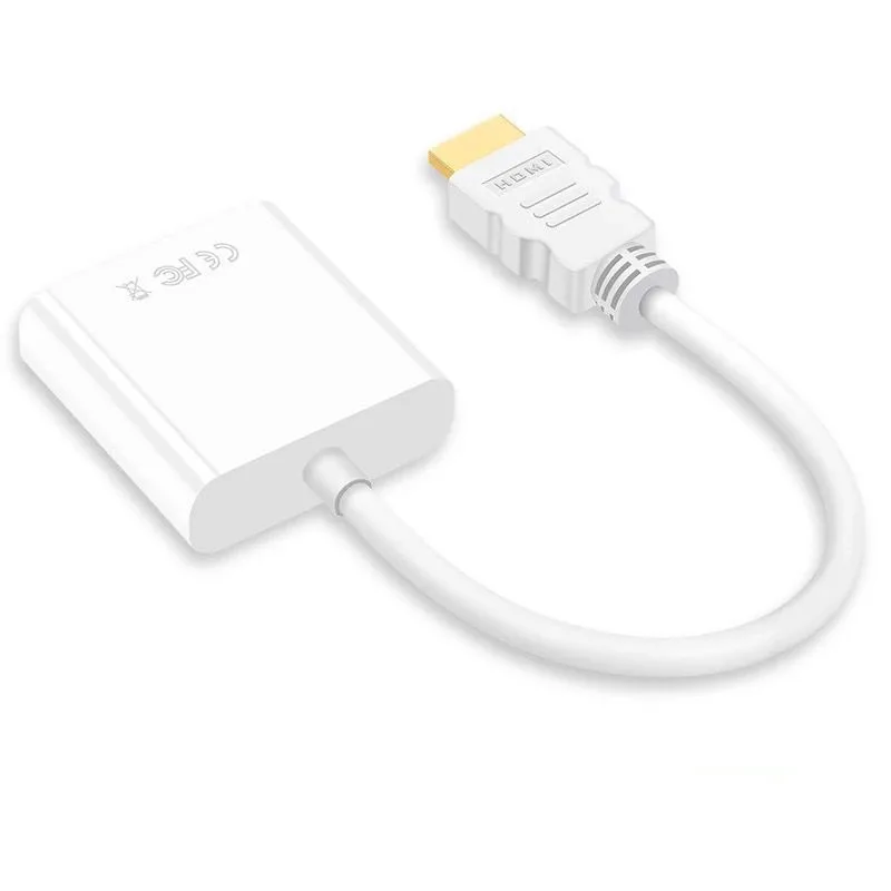white 1080P HDMI в VGA адаптер мужской на Женский конвертер цифровой аналоговый видео 3,5 мм разъем аудио адаптер для PS4 ноутбук PC проектор - Цвет: white