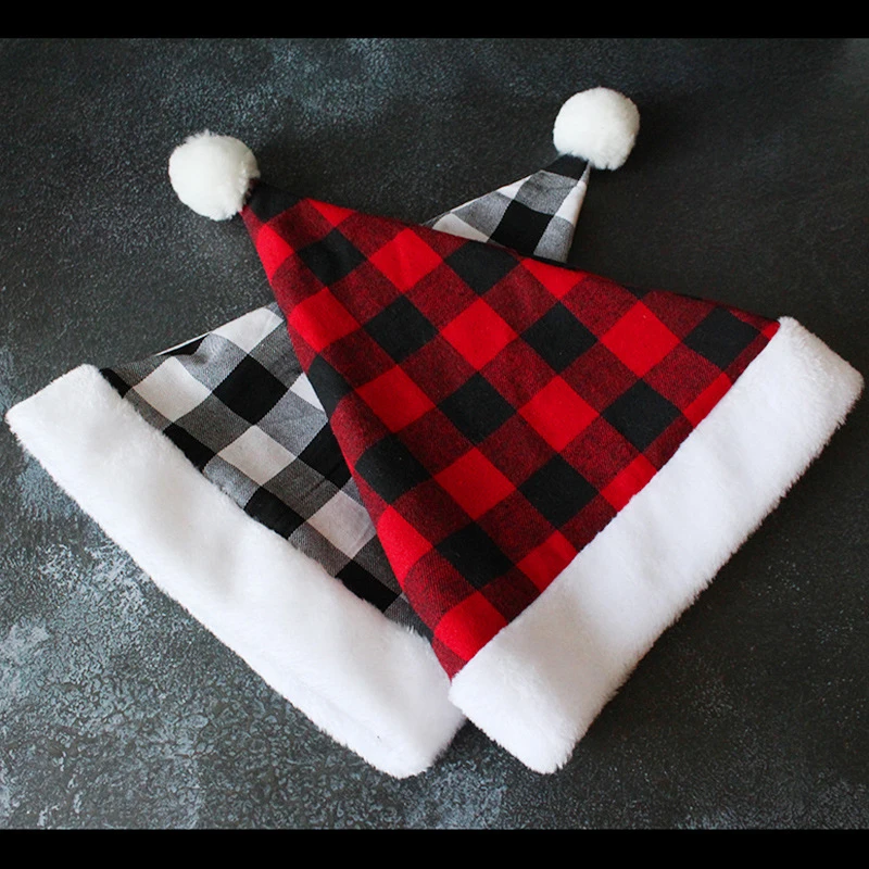 Christmas Party Crazy Welcome New Year Supplies Decorative Props Holiday Dress Up Hat Red Black Plaid Atmosphere Christmas