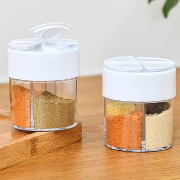 

Four Compartments Cruet Condiment Seasoning Jars Set For Spices Pepper Bottles Salt Shakers Holder Kitchen Storage Box Organizer